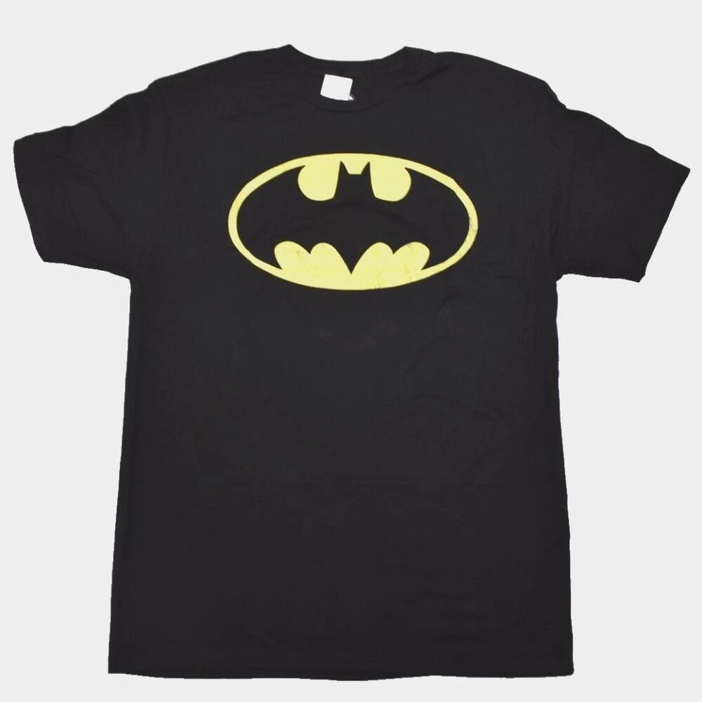 Batman Mens Big And Tall Classic Bat Signal Logo Black Shirt New XLT